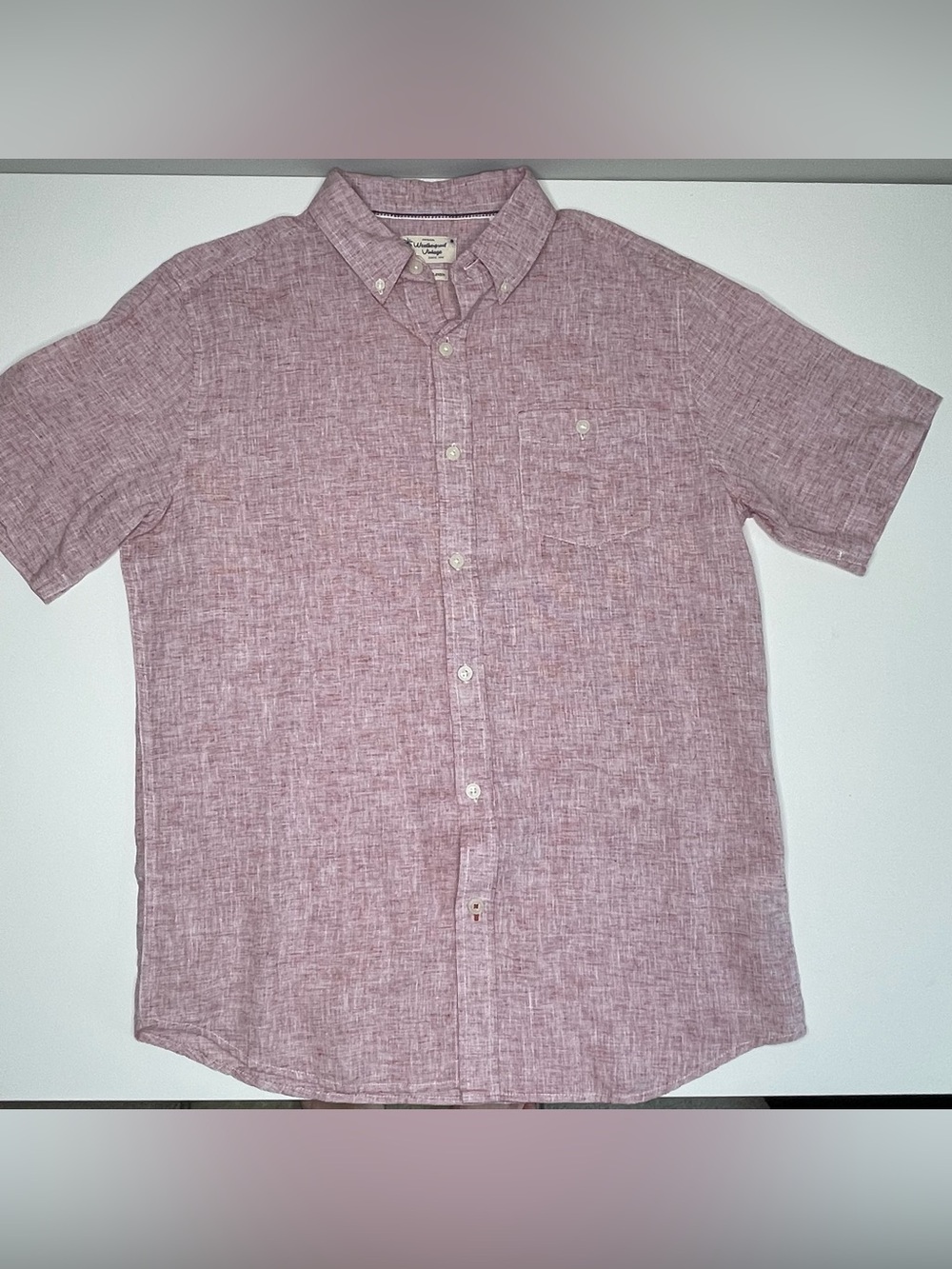 Men's Weatherproof Vintage Linen Blend Short-Sleeve Button-Down Shirt MEDIUM